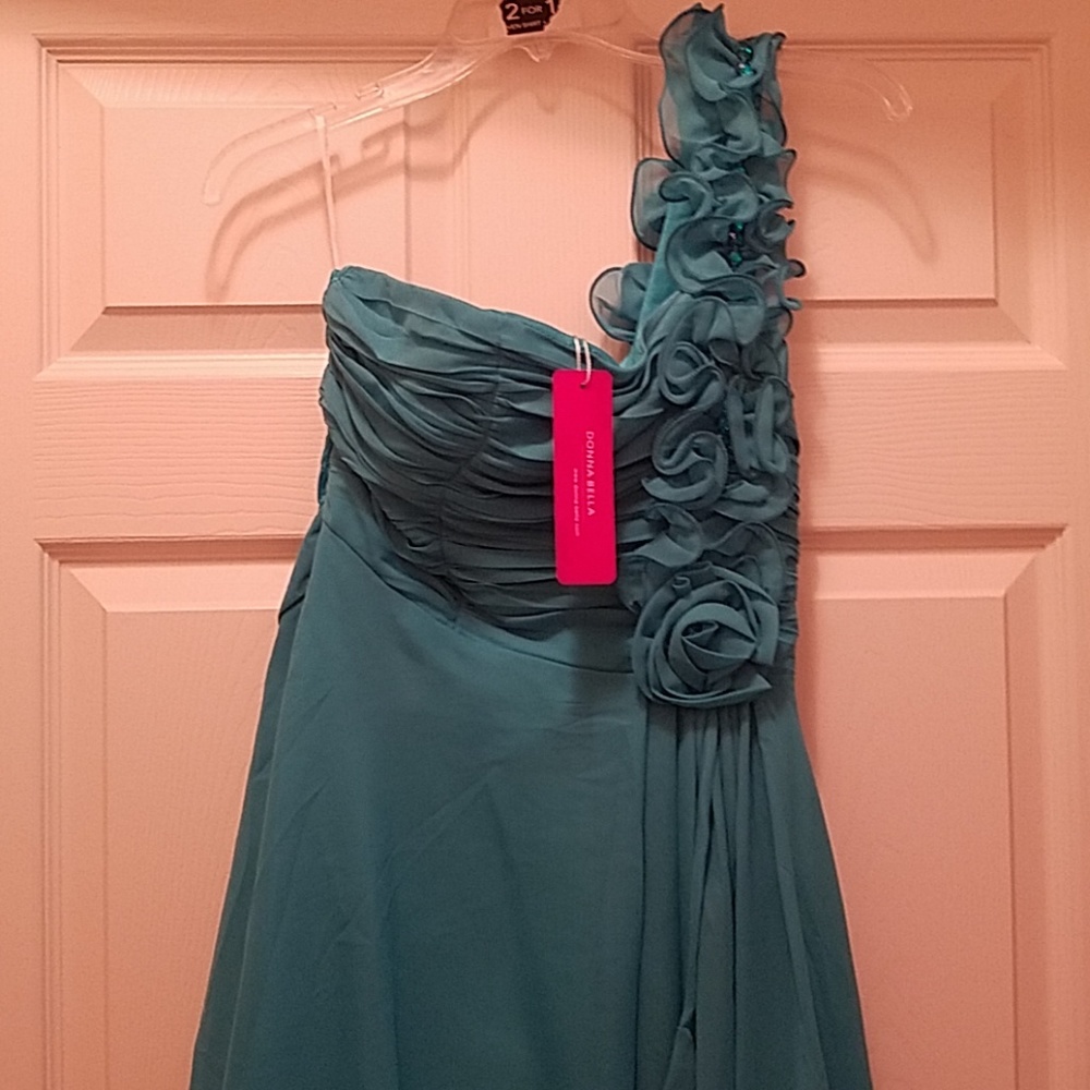 Turquoise satin party dress